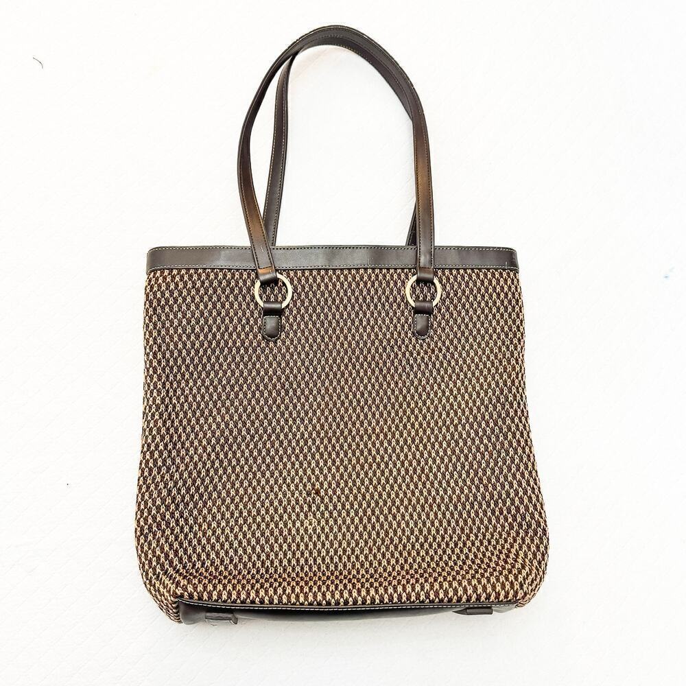 The Sak Brown Elliott Lucca Crochet Vintage Leather Handle Tan Handbag Purse